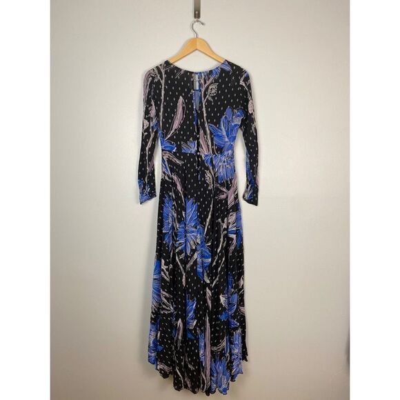 Free People First Kiss Printed Maxi Dress Botanical Night Blue XS - Picture 7 of 8